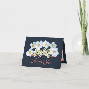 White Anemone & Orchid Bouquet Floral Thank You Card