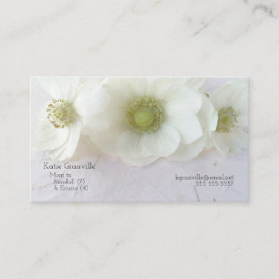 White anemones on texture business card