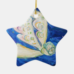 White Angel and Baby Holiday Gift Ornaments