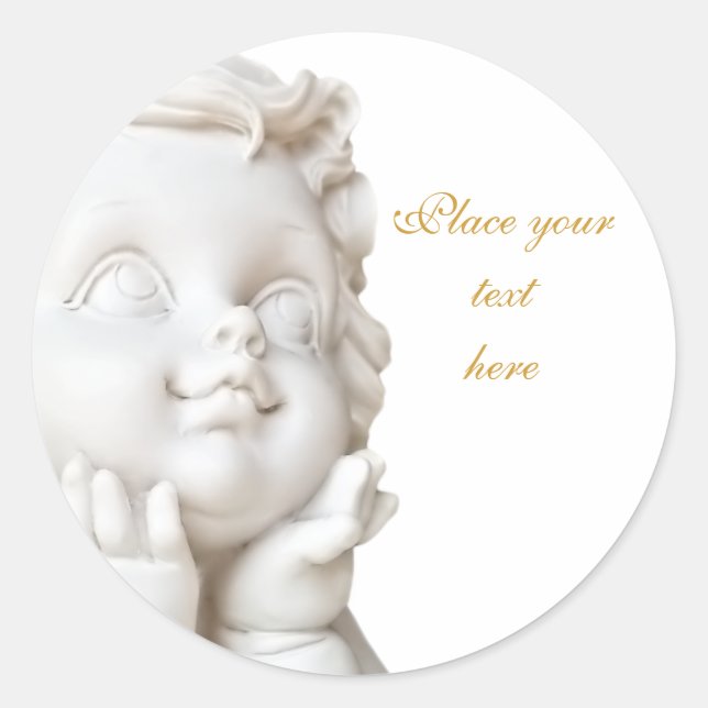 White Angel Classic Round Sticker (Front)