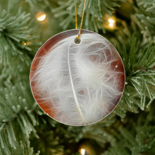 White Angel Feather Ceramic Tree Decoration
