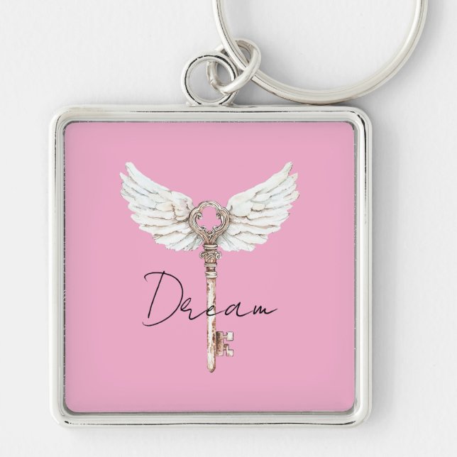 White Angel Feathers Key Key Ring (Front)