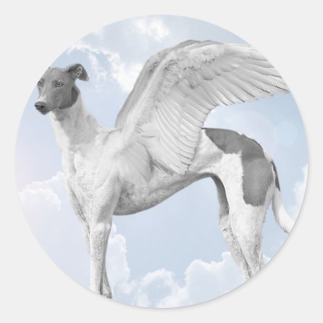 White Angel Greyhound Classic Round Sticker (Front)