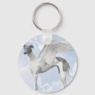 White Angel Greyhound Key Ring