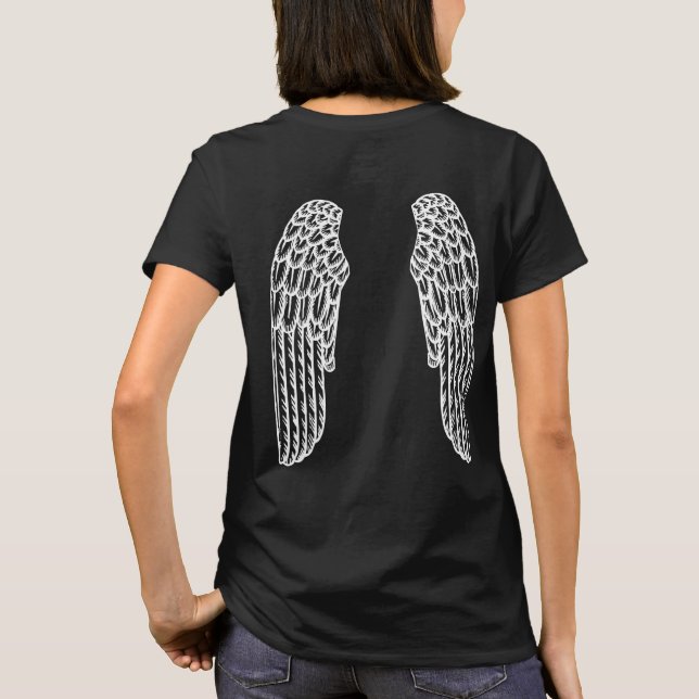 white Angel wings illustration fantasy art  T-Shirt (Back)
