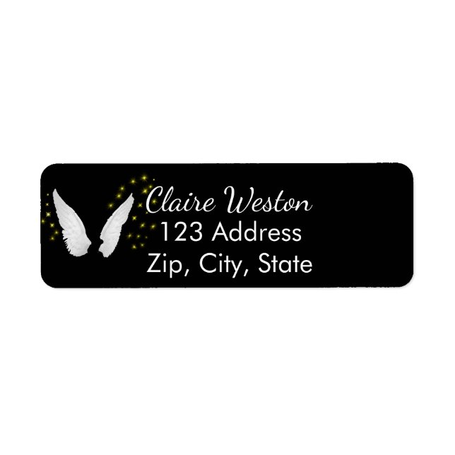 White angel wings on black return address (Front)