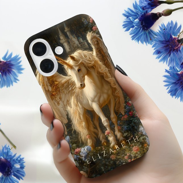 White Angelic Pegasus Floral Castle Fantasy Case-Mate iPhone Case (Creator Uploaded)