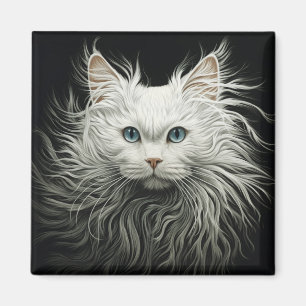 White Angora Cat Magnet