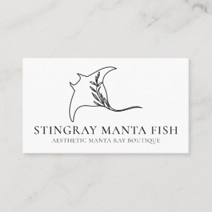 White Animal Fish manta ray stingray Business Card