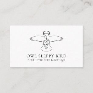 White Animal Flower Wild Bird Owl Business Card