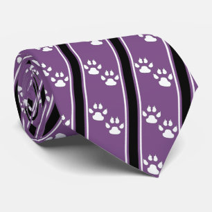 White Animal Paw Claw Prints Team Sports Necktie