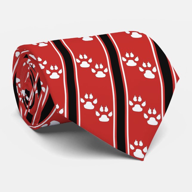 White Animal Paw Claw Prints Team Sports Necktie (Rolled)