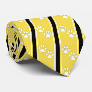 White Animal Paw Claw Prints Team Sports Necktie