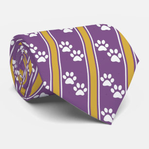 White Animal Paw Prints Team Sports Necktie