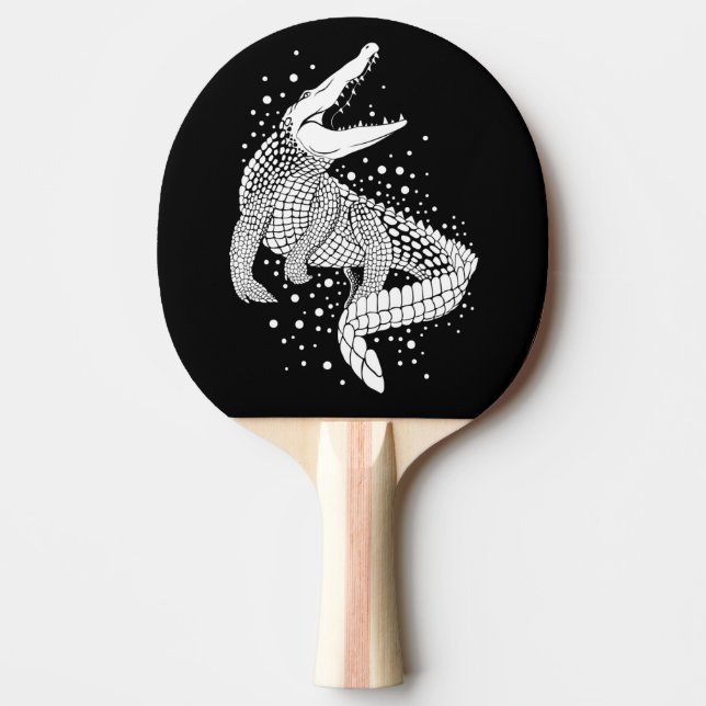 White Animal Silhouette - Crocodile Ping Pong Paddle (Front)