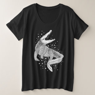 White Animal Silhouette - Crocodile Plus Size T-Shirt