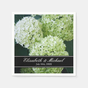 White Annabelle Hydrangeas Wedding Personalised Napkin