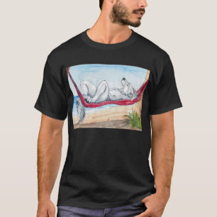 White anthro wolf enjoying summer in hammock T-Shirt