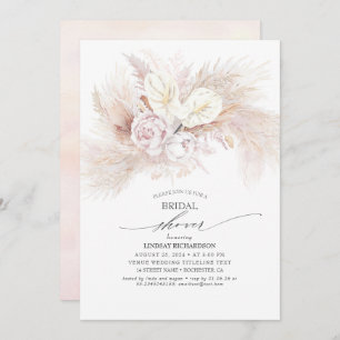 White Anthurium and Pampas Grass Bridal Shower Invitation