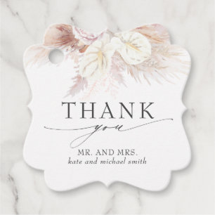 White Anthurium Flowers Wedding Thank You Favour Tags