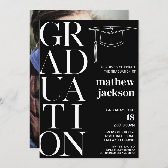 White Any Colour Background '24 Graduation Party Invitation (Front/Back)