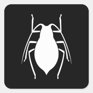 White Aphid Insect Silhouette Square Sticker