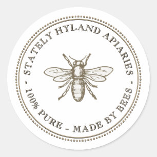 White Apiary Product Label Chiseled Text with Bee