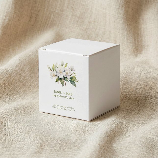 White apple blossom flower favour box (White apple blossom flower favor favor boxes.)