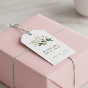 White apple blossom flower favour gift tags