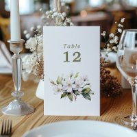 White apple blossom flower Table Number table sign