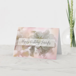 White Apple Blossom Photograph Birthday Card