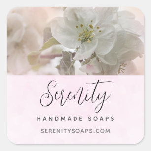 White Apple Blossom Photograph Business Square Sticker