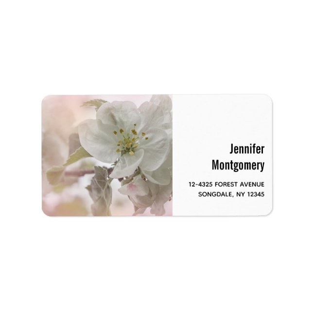 White Apple Blossom Photograph Label (Front)