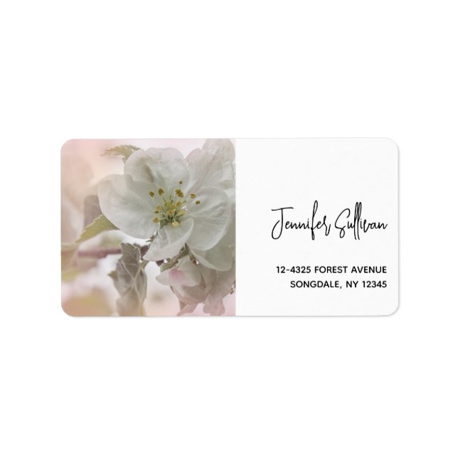 White Apple Blossom Photograph Label (Front)