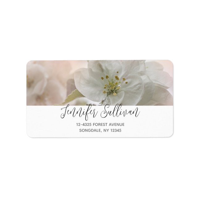 White Apple Blossom Photograph Label (Front)