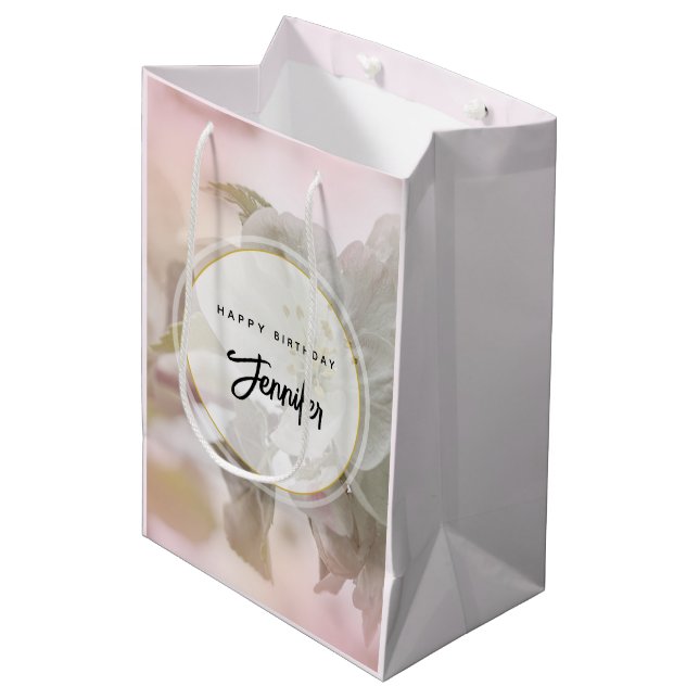  White Apple Blossom Photograph Medium Gift Bag (Front Angled)