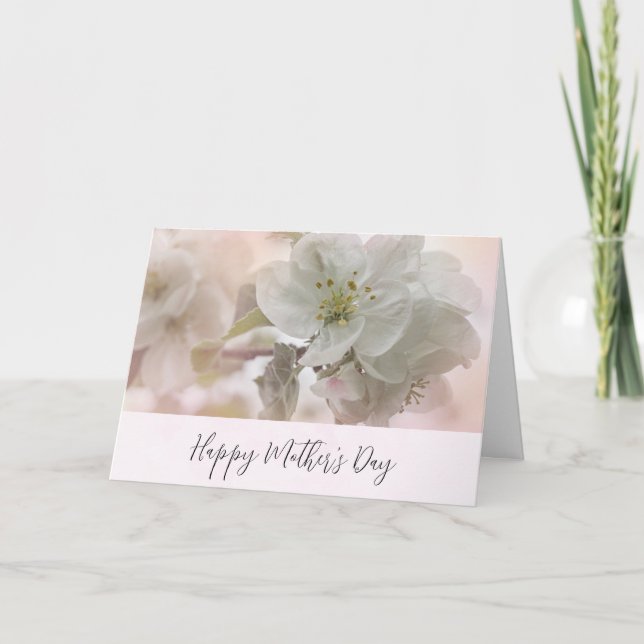 White Apple Blossom Photograph Mother's Day Card (Front)