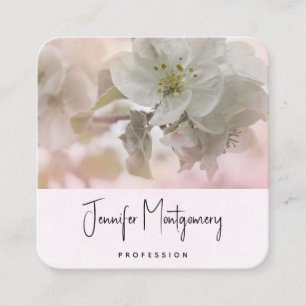White Apple Blossom Photograph Square Business Card