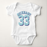 White & Aqua Baby | Sports Jersey Design Baby Bodysuit<br><div class="desc">White & Aqua Baby | Sports Jersey Design • Baby Sports Bodysuit</div>