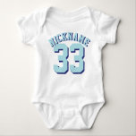 White & Aqua Baby | Sports Jersey Design Baby Bodysuit<br><div class="desc">White & Aqua Baby | Sports Jersey Design • Baby Sports Bodysuit</div>