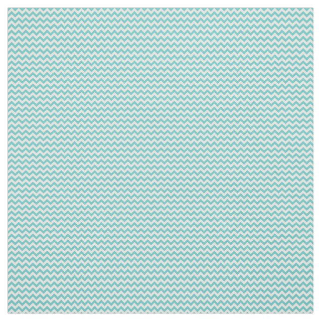 White Aqua Chevron Pattern Fabric (Swatch)