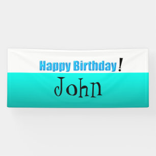White Aqua gradiant Happy Birthday Banner
