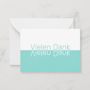 White & Aqua Reflection Modern German Thank You Card
