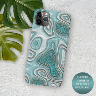 White Aqua Turquoise Green Swirl Art Pattern iPhone 16 Pro Max Case