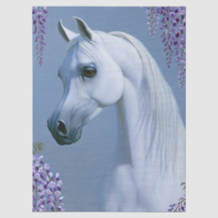White Arabian Stallion Decoupage Art Tissue Paper
