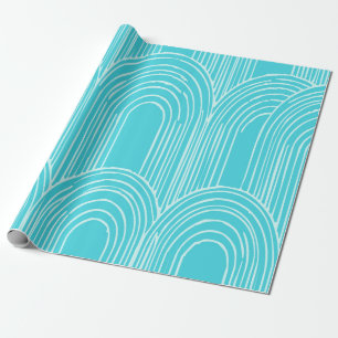 White Arch Pattern on Light Blue – Modern Wrapping Paper
