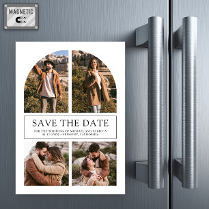 White Arch Photo Collage Wedding Save the Date Magnetic Invitation
