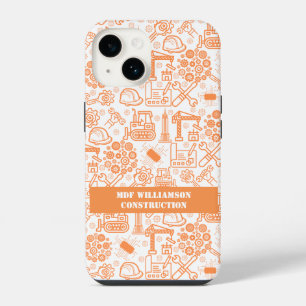 white Architectural Blueprint Engineer Pattern iPhone 14 Case