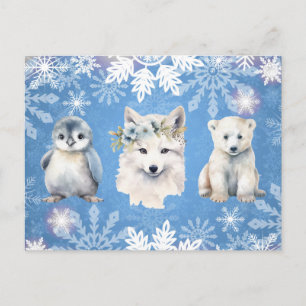 White Arctic Animals Holiday Card