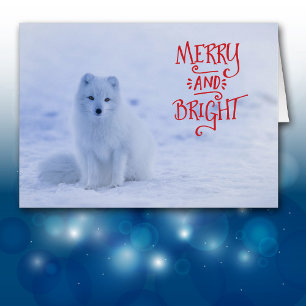 White Arctic Fox Christmas Card